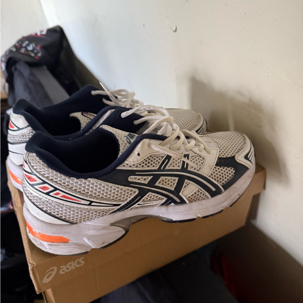 ASICS White and Blue “White Midnight” Athletic Sneakers